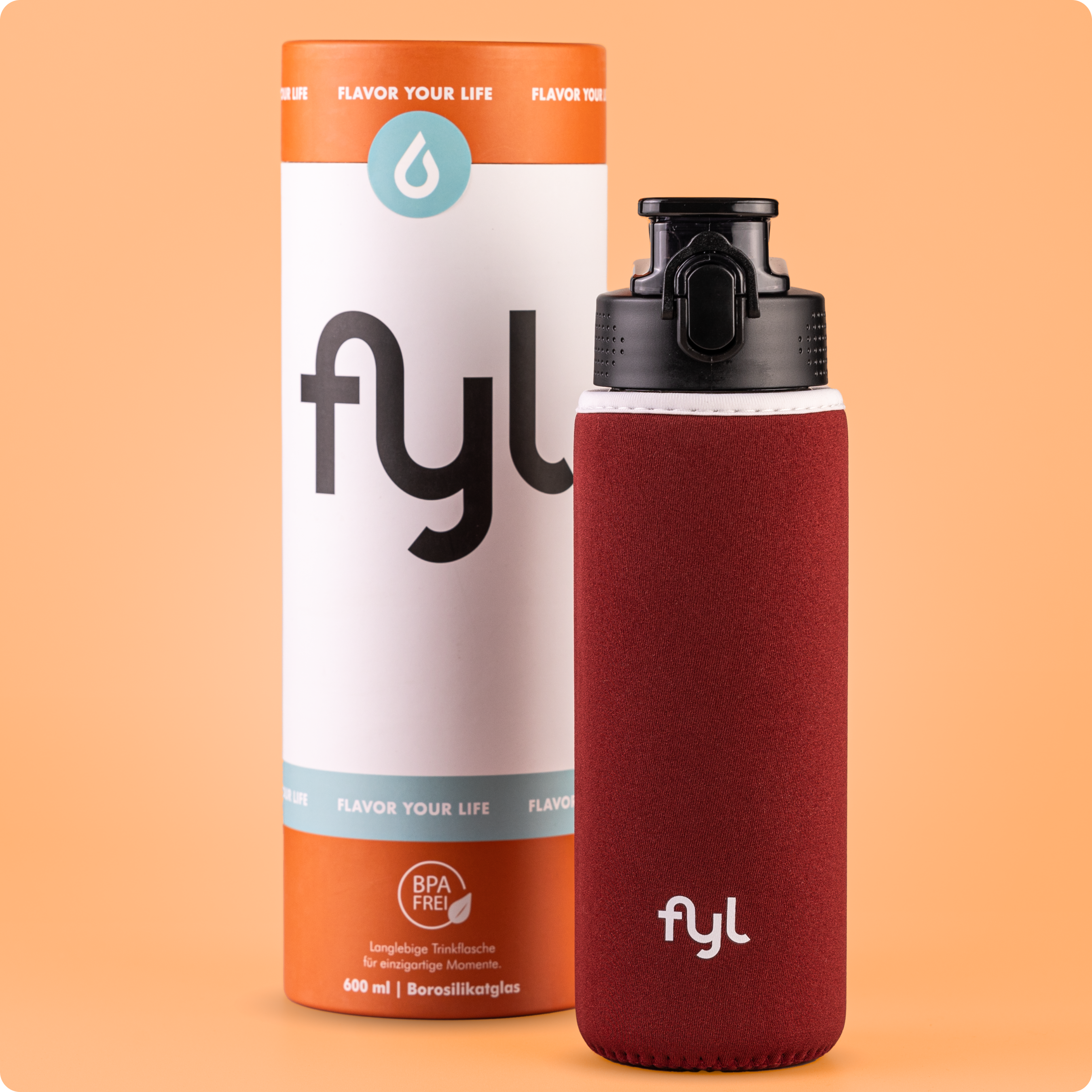 butelka do picia fyl glass z rękawem (600ml)