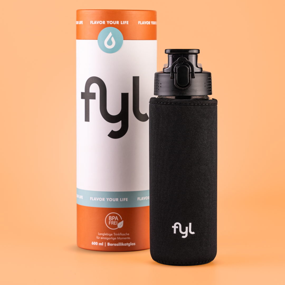 Szklana butelka do picia z rękawem (600 ml)